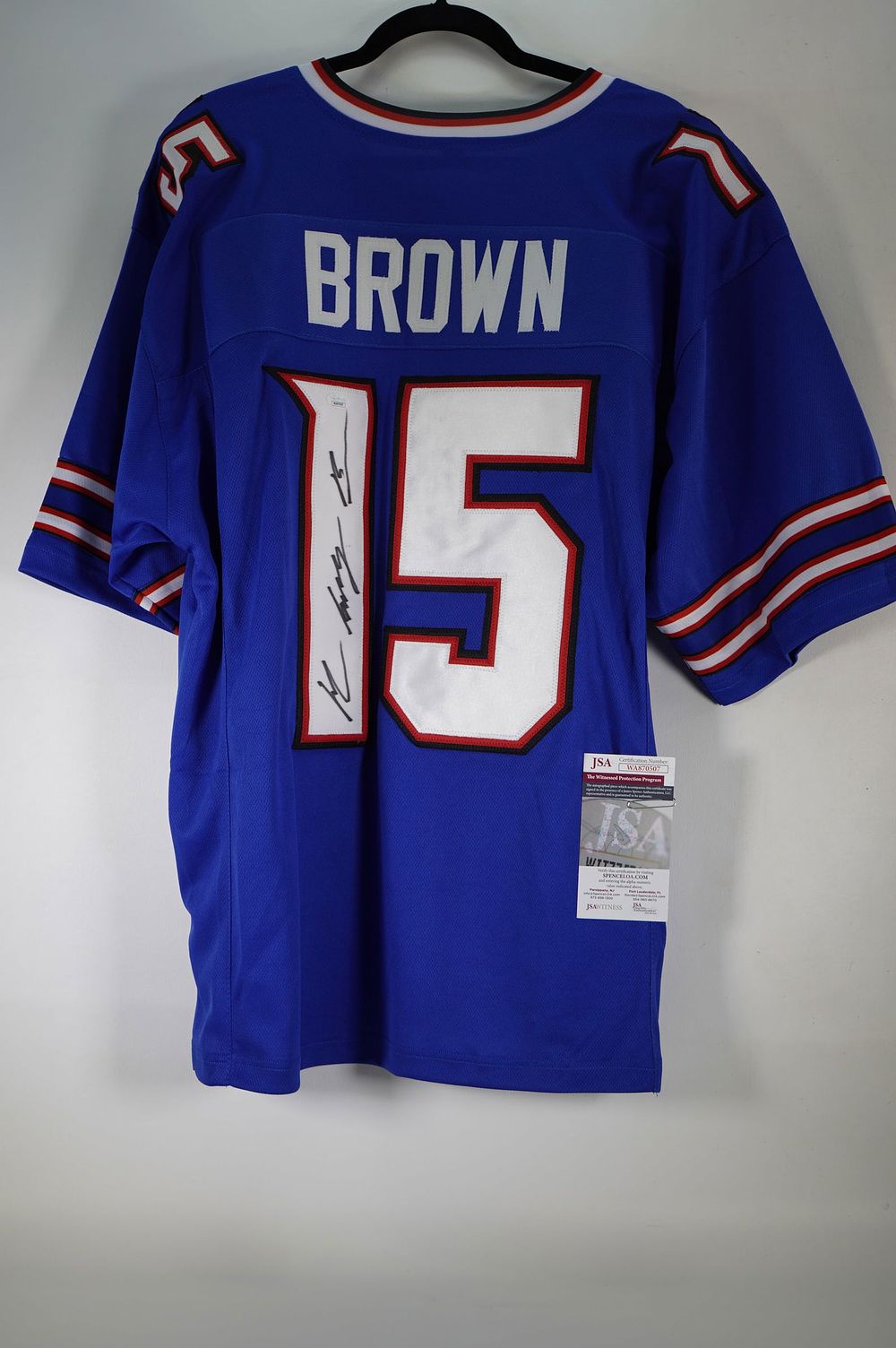 Lot 430: John Brown No. 15 Buffalo Bills AUTOGRAPHED Jersey w/COA