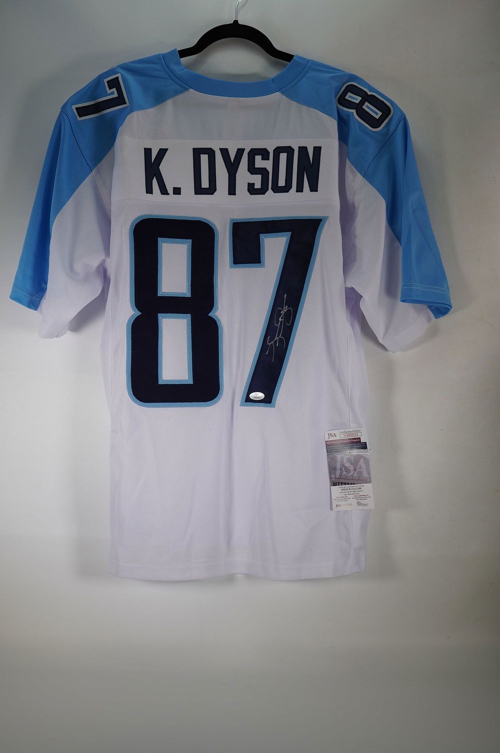 Lot 434: Kevin Dyson No. 87 Tennessee Titans AUTOGRAPHED Jersey w/COA
