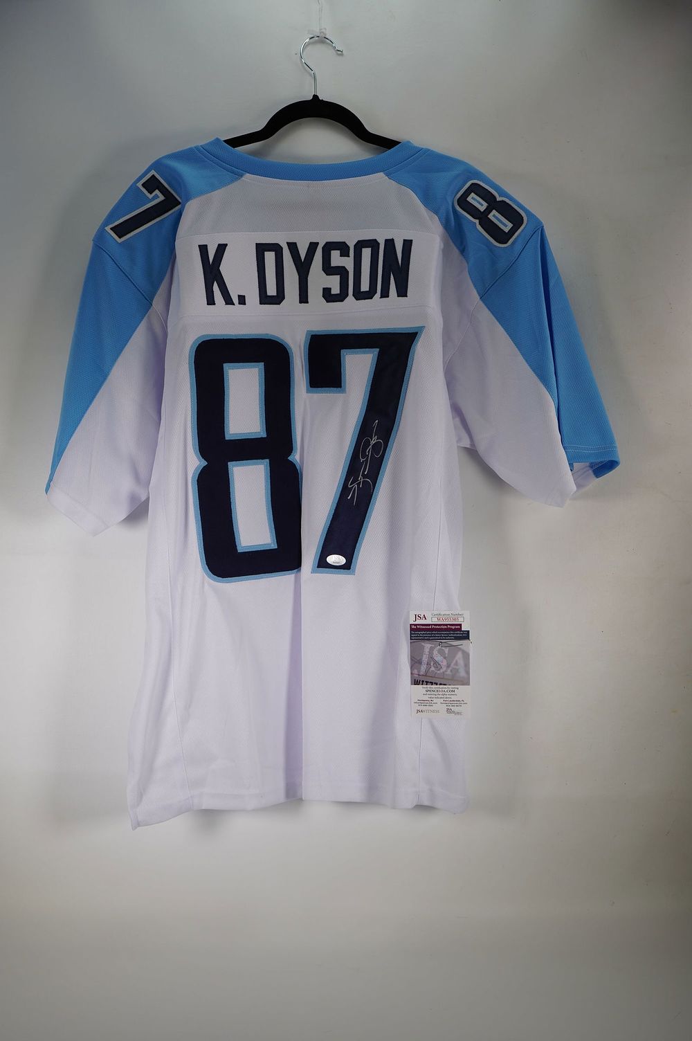 Lot 435: Kevin Dyson No. 87 Tennessee Titans AUTOGRAPHED Jersey w/COA