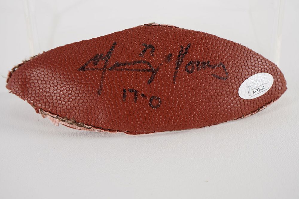 Lot 471: Mercury Morris 1972 Perfect Season Miami Dolphins AUTOGRAPHED Ball Panel w/COA
