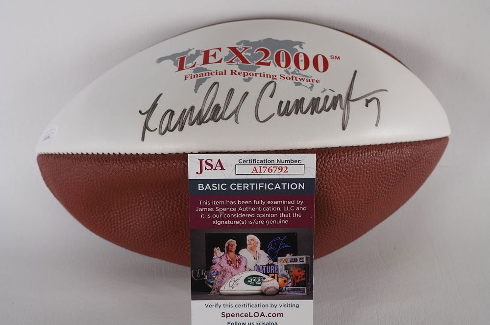 Lot 490: Randall Cunningham AUTOGRAPHED Football w/COA