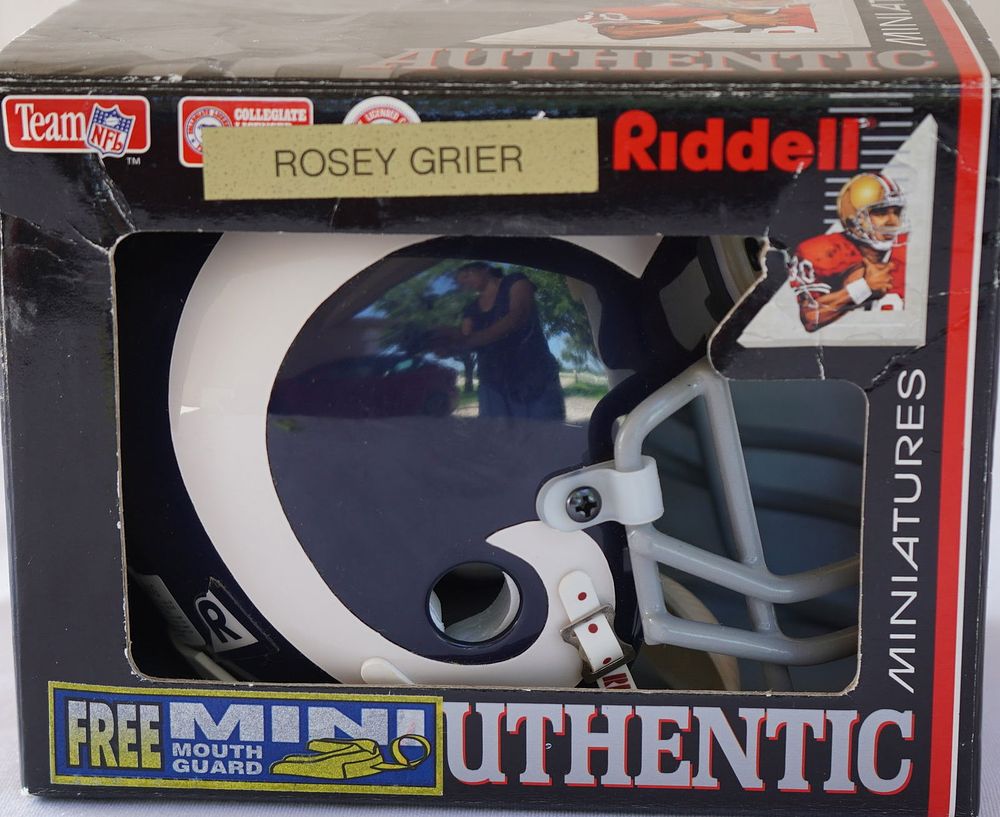 Lot 495: Rosey Grier No. 76 Los Angeles Rams AUTOGRAPHED Mini-Helmet w/COA