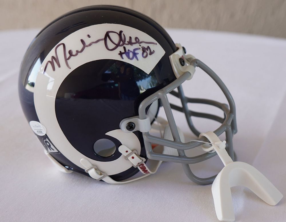 Lot 499: Merlin Olsen No. 74 Los Angeles Rams AUTOGRAPHED Mini-Helmet w/COA