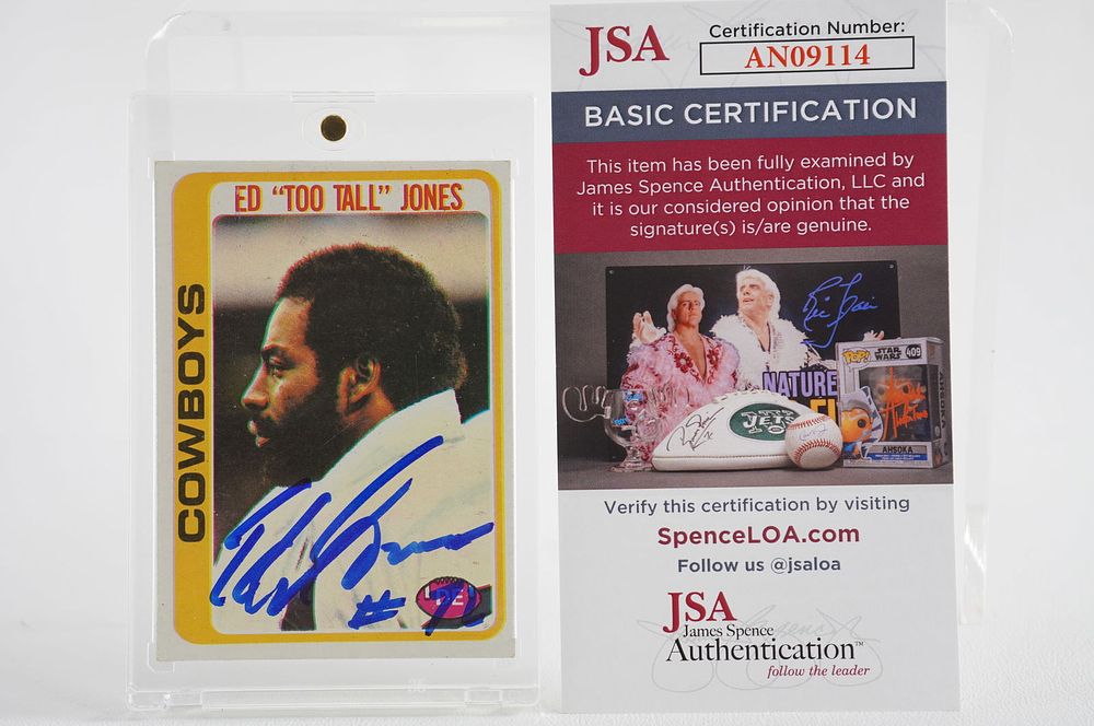 Lot 523: Ed "Too Tall" Jones No. 72 Autographed Trading Card Dallas Cowboys w/COA