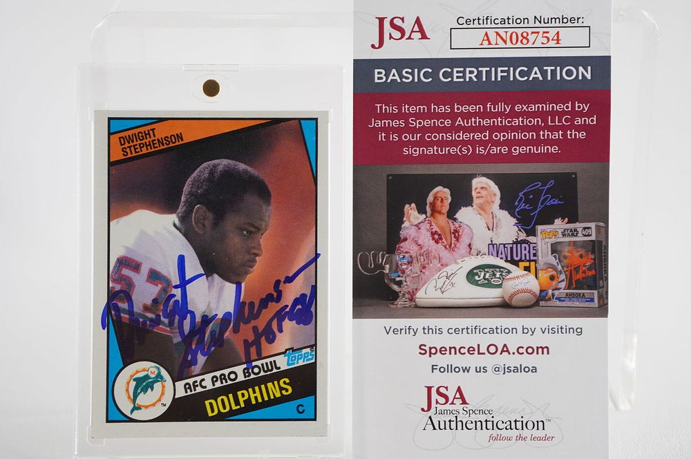 Lot 531: Dwight Stephenson No. 57 Autographed Trading Card Miami Dolphins w/COA
