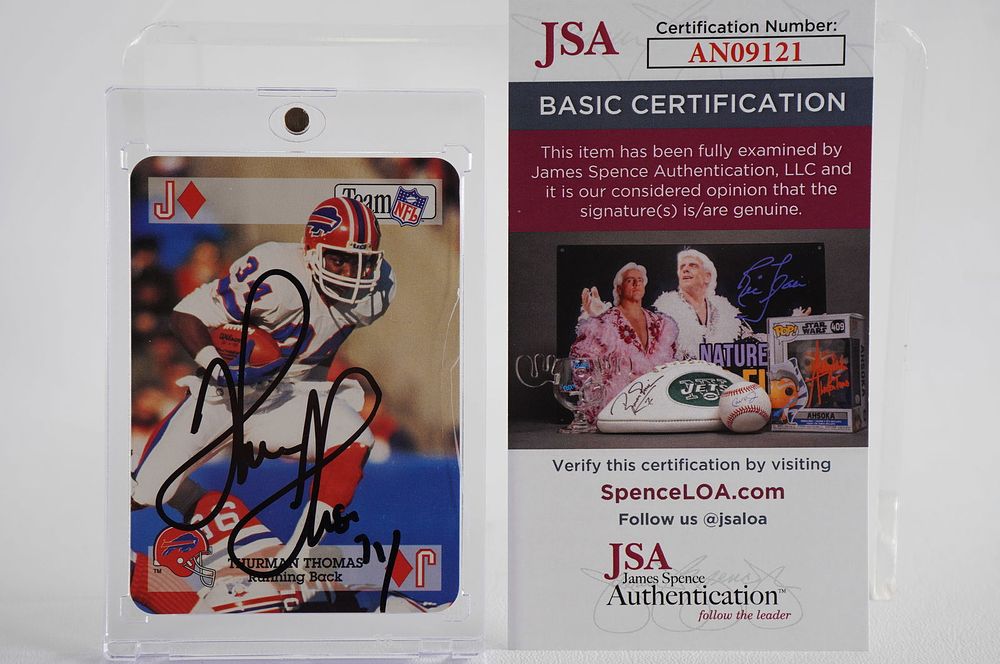 Lot 532A: Thurman Thomas No. 34 Autographed Trading Card Buffalo Bills w/COA