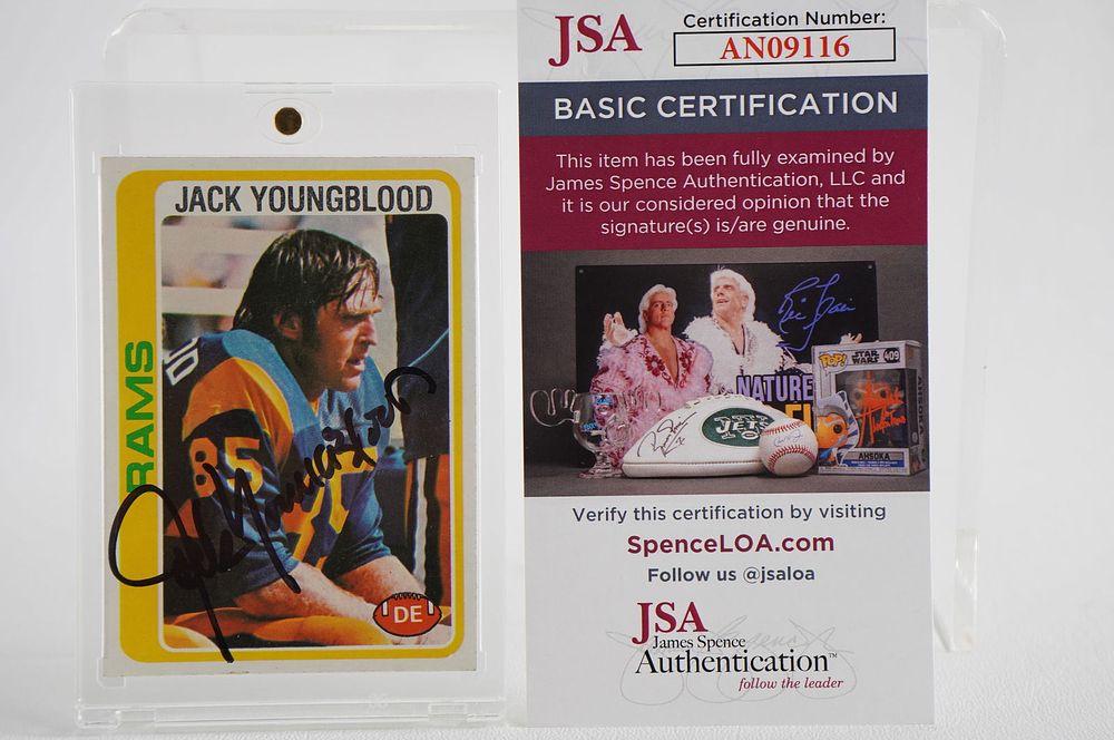 Lot 534: Jack Youngblood No. 85 Autographed Trading Card Los Angeles Rams w/COA