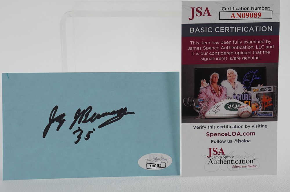 Lot 537: Jay Berwanger No. 35 Autographed Signature Index Card Original Winner of Heisman Trophy w/COA