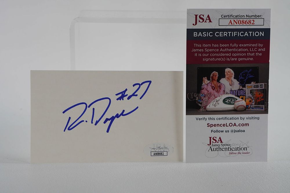 Lot 540: Ron Dayne No. 27 Autographed Signature Index Card w/COA