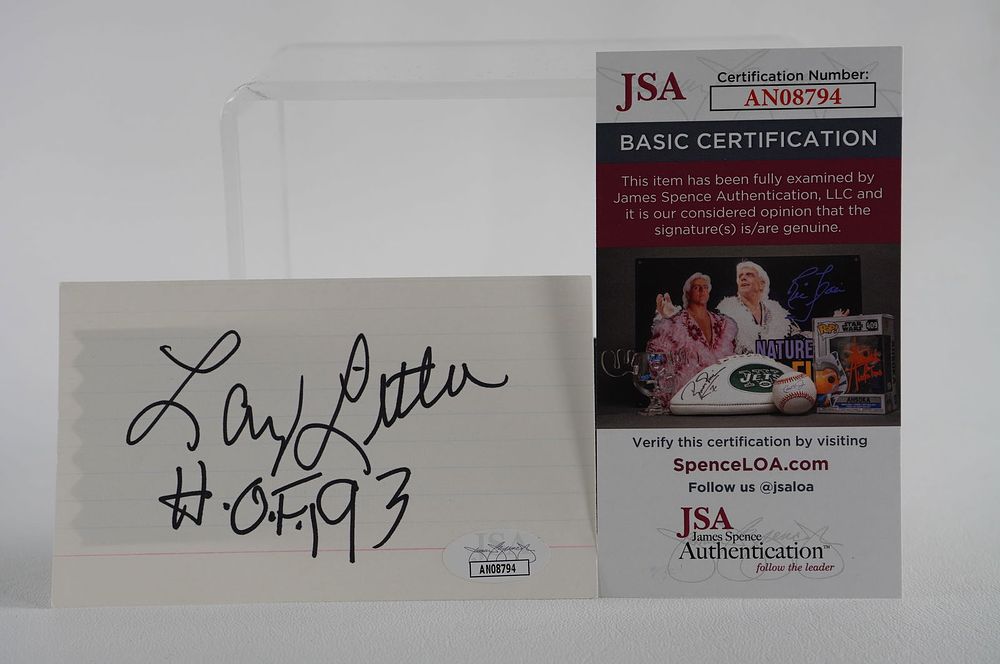 Lot 547: Larry Little No. 66 Autographed Signature Index Card Miami Dolphins w/COA