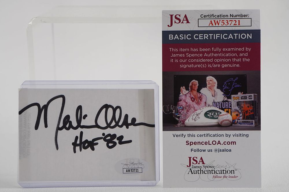 Lot 552: Merlin Olsen Member of "Fearsome Foursome" Autographed Signature Index Card and Actor w/COA