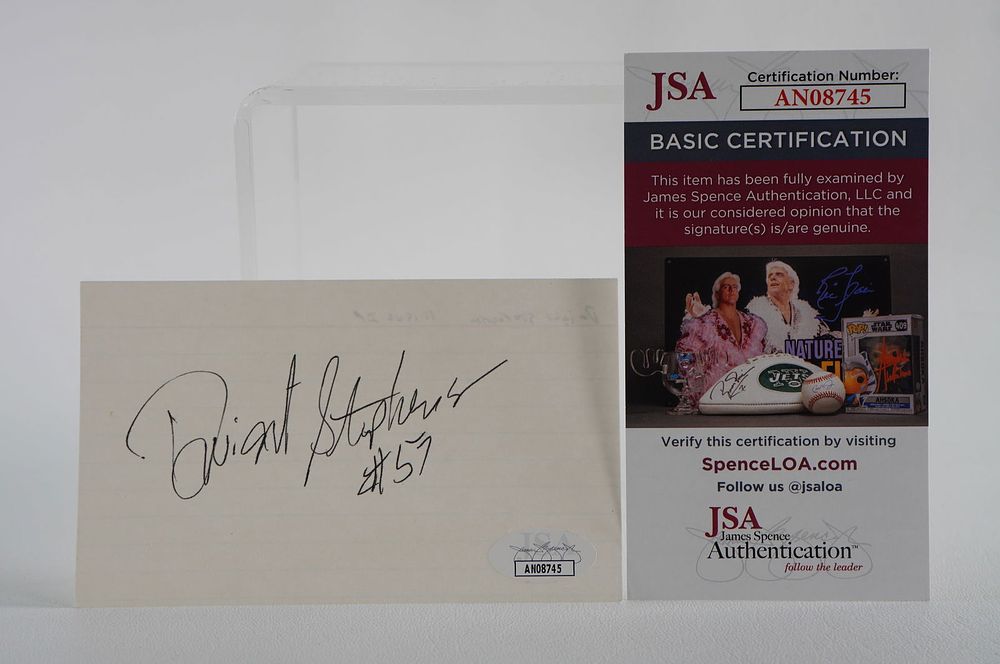 Lot 555: Dwight Stephenson Hall of Fame Autographed Signature Index Card No. 57 Miami Dolphins w/COA