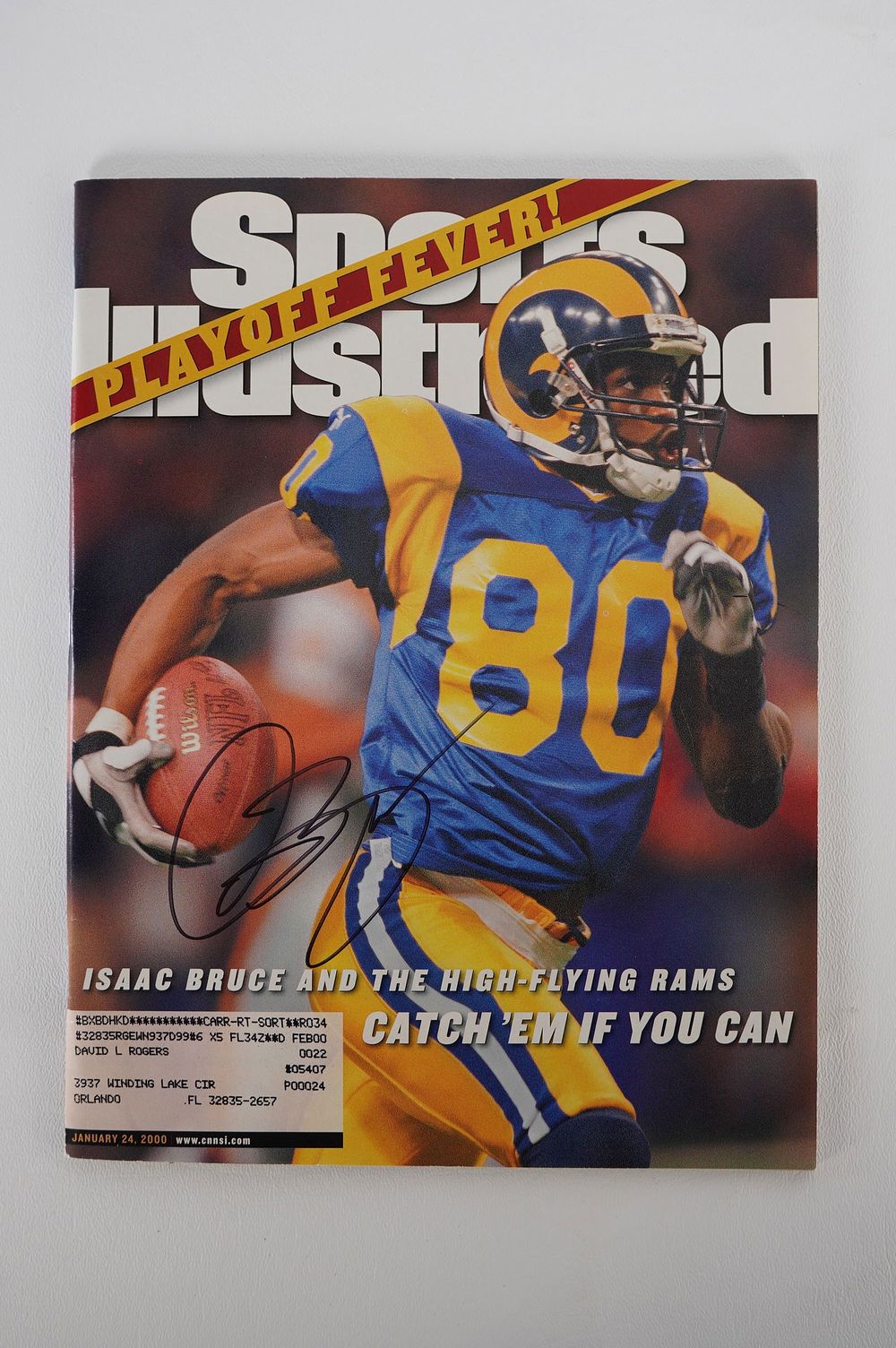 Lot 562: Isaac Bruce No. 80 Autographed Magazine Los Angeles Rams w/COA