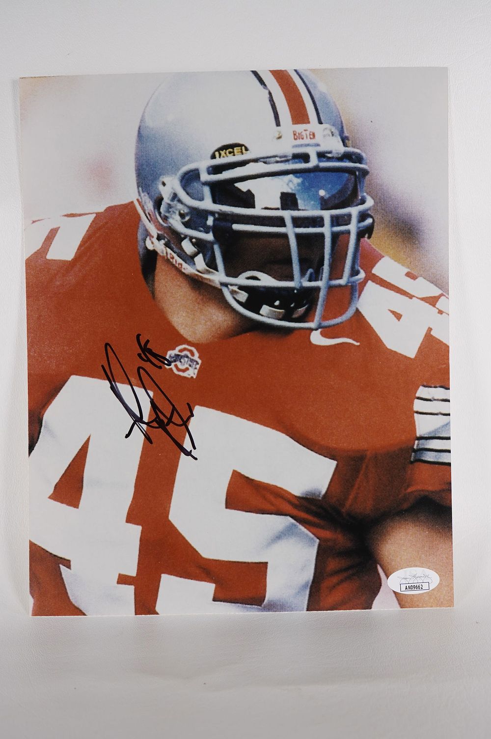 Lot 597: Andy Katzenmoyer No. 45 AUTOGRAPHED 8 x 10 Color Photo Ohio State Buckeyes w/COA