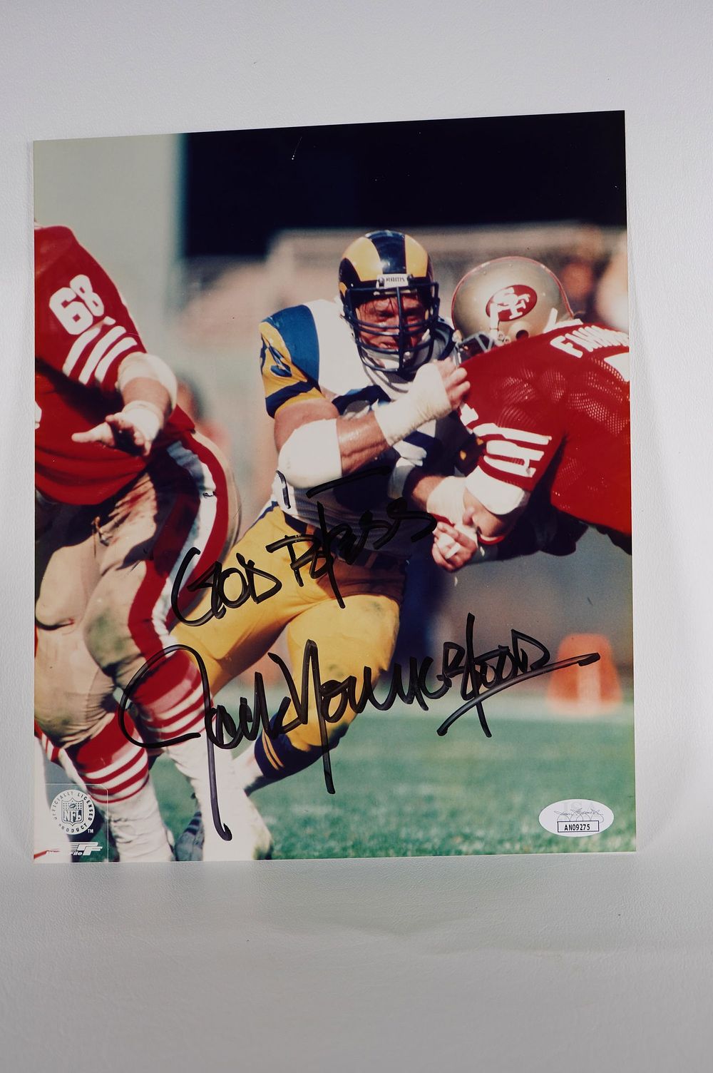 Lot 603: Jack Youngblood No. 85 AUTOGRAPHED 8 x 10 Color Photo Los Angeles Rams w/COA