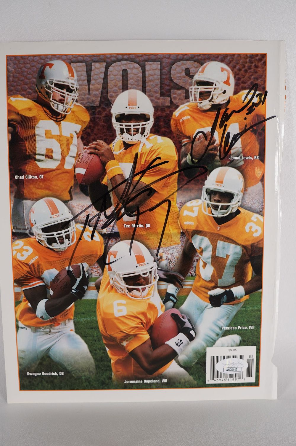 Lot 607: Tee Martin, Jamal Lewis AUTOGRAPHED Program Tennessee Volunteers w/COA