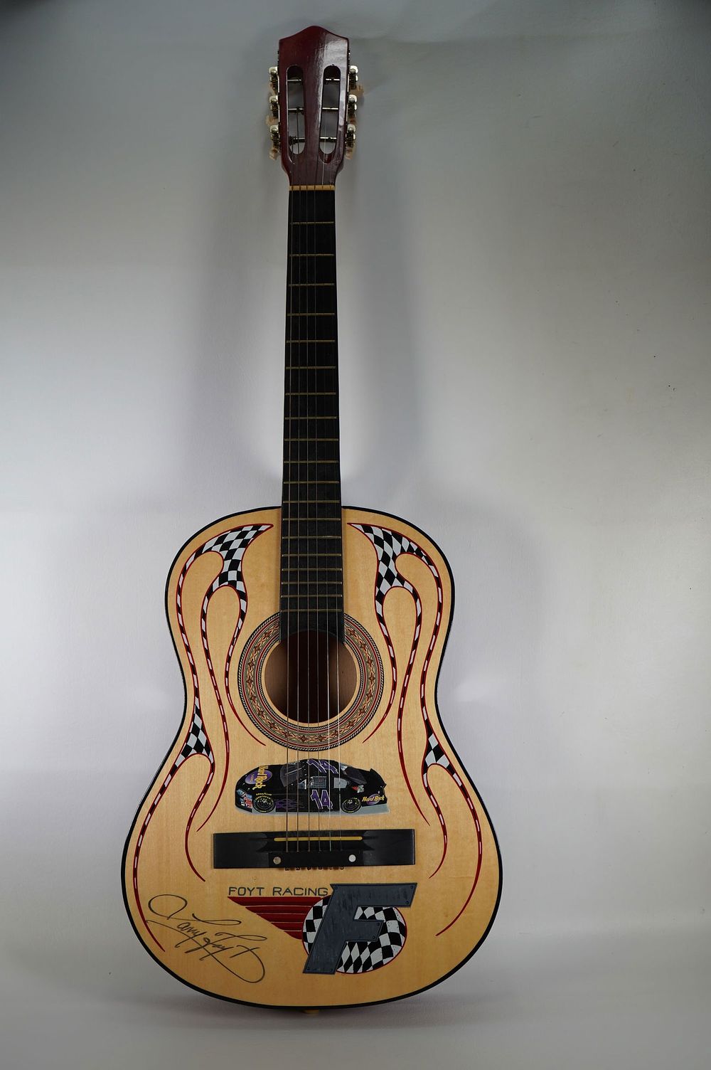 Lot 613: Larry Foyt No. 14 AUTOGRAPHED Custom Guitar Signed by Race Car Driver Larry Foyt