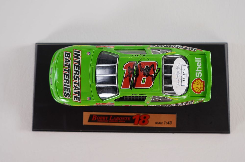Lot 623: Bobby Labonte No. 18 AUTOGRAPHED Toy Car w/COA