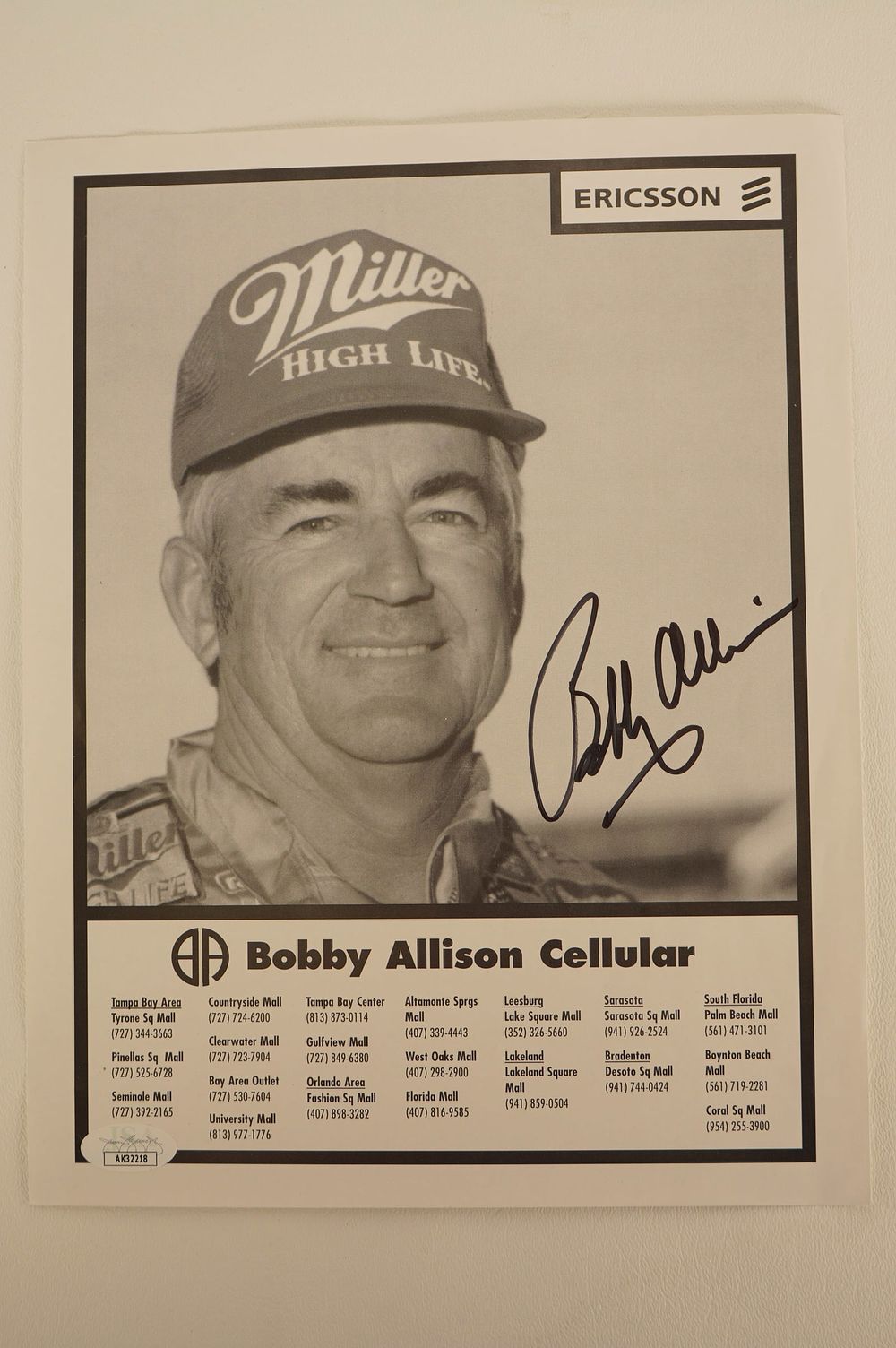 Lot 689: Bobby Allison AUTOGRAPHED 8.5 x 11 B&W Photo w/COA