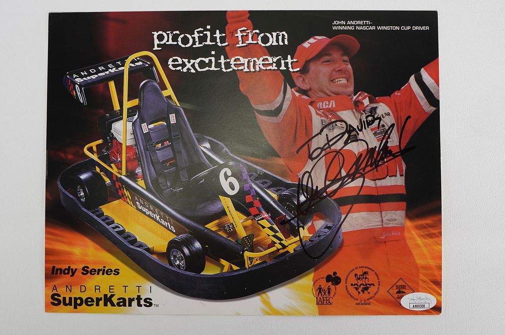 Lot 692: John Andretti AUTOGRAPHED 11 x 8.5 Color Photo w/COA