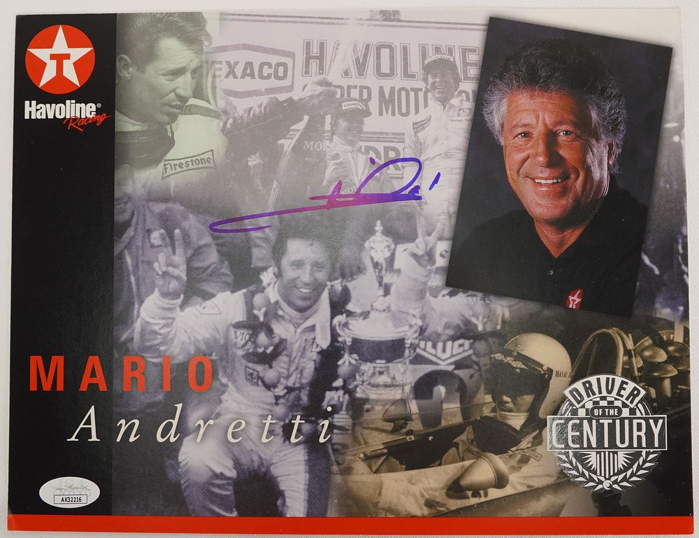 Lot 694: Mario Andretti AUTOGRAPHED 11 x 8.5 Color Photo w/COA