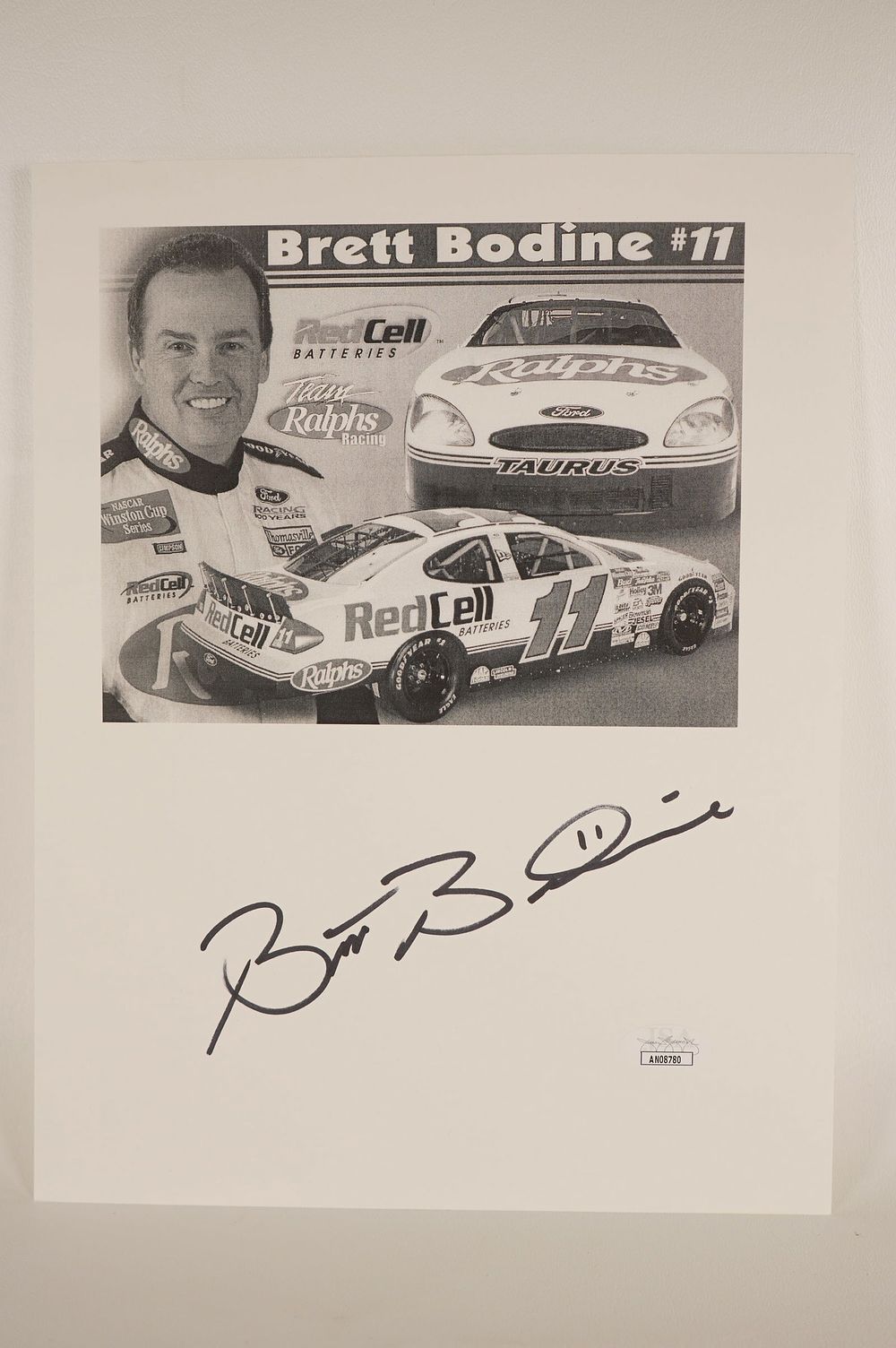 Lot 722: Brett Bodine No. 11 AUTOGRAPHED Hand Signed B & W Photo w/COA