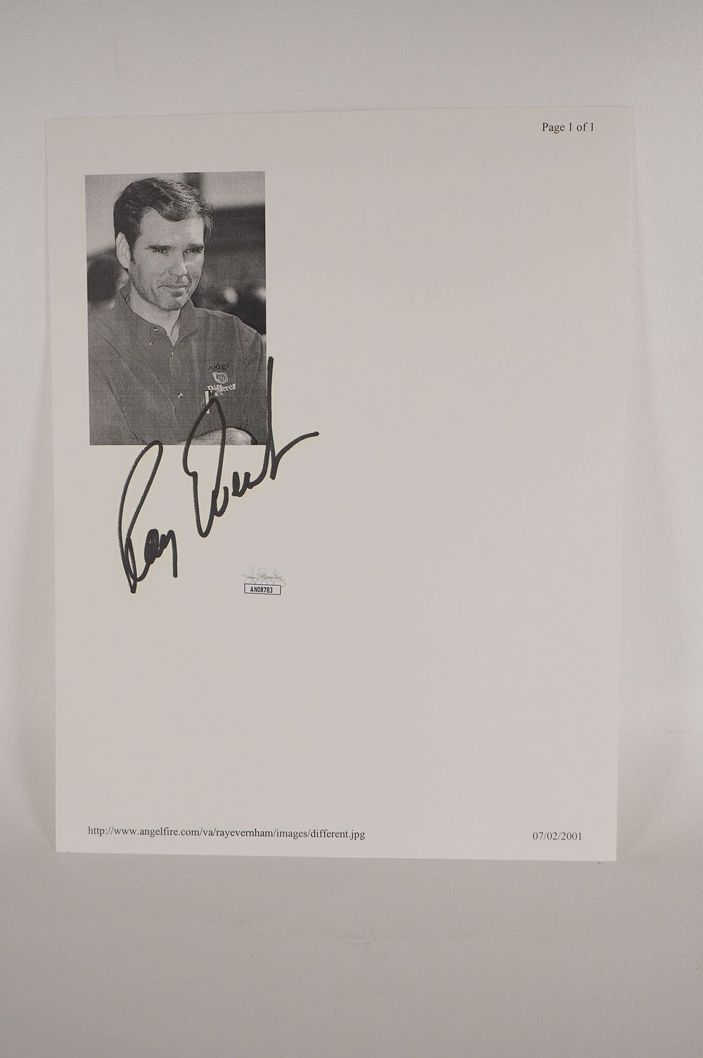 Lot 725: Ray Evernham AUTOGRAPHED Hand Signed B & W Photo w/COA