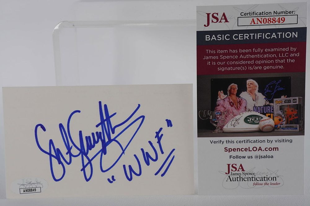 Lot 743: Sgt. Slaughter AUTOGRAPHED Signature Index Card w/COA