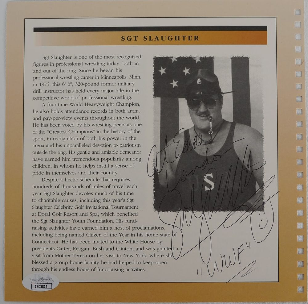 Lot 746: Sgt. Slaughter AUTOGRAPHED Book Page w/COA