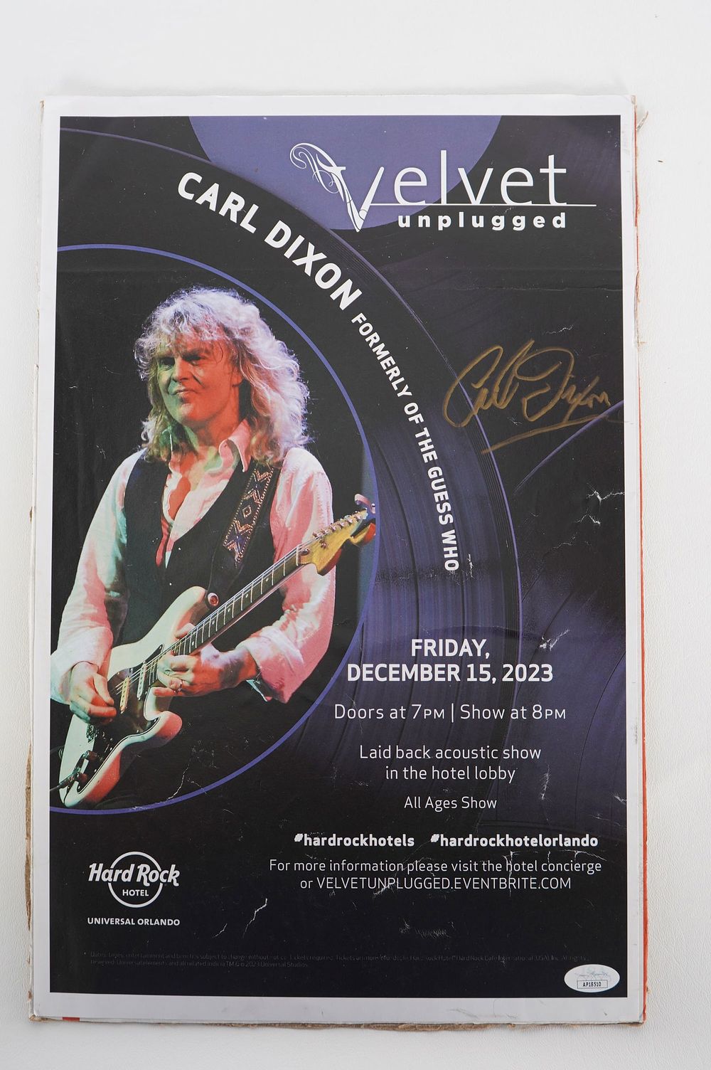 Lot 752: Carl Dixon, Singer/Keyboard Player Guess Who AUTOGRAPHED 11 x 17 Color Poster w/COA