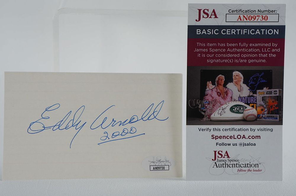 Lot 769: Eddy Arnold, Singer AUTOGRAPHED Signature Index Card w/COA