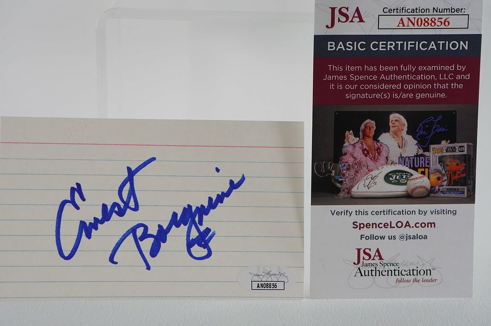 Lot 773: Ernest Borgnine, Actor AUTOGRAPHED Signature Index Card w/COA