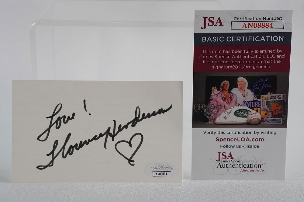Lot 794: Florence Henderson AUTOGRAPHED Index Card Carol Brady Actress Singer w/COA