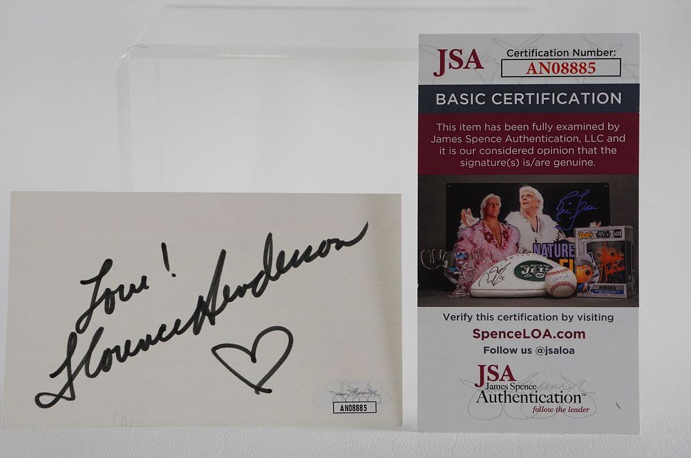 Lot 795: Florence Henderson AUTOGRAPHED Index Card Carol Brady Actress Singer w/COA