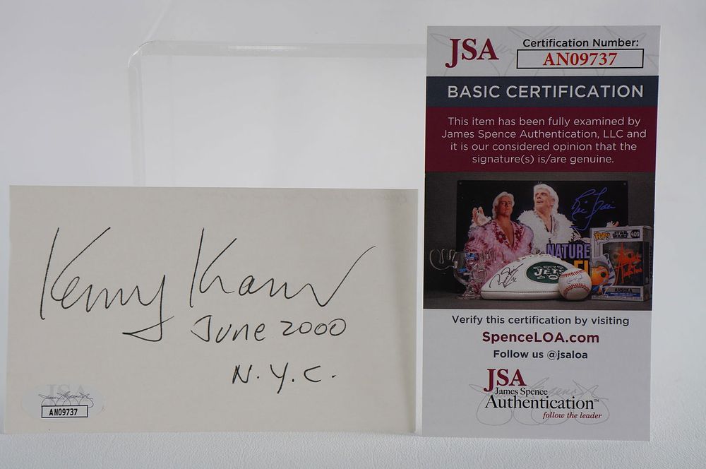 Lot 799: Kenny Kramer AUTOGRAPHED Index Card Comedian w/COA
