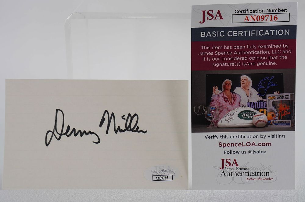 Lot 811: Dennis Miller AUTOGRAPHED Index Card Gorton Fisherman Spokesperson w/COA