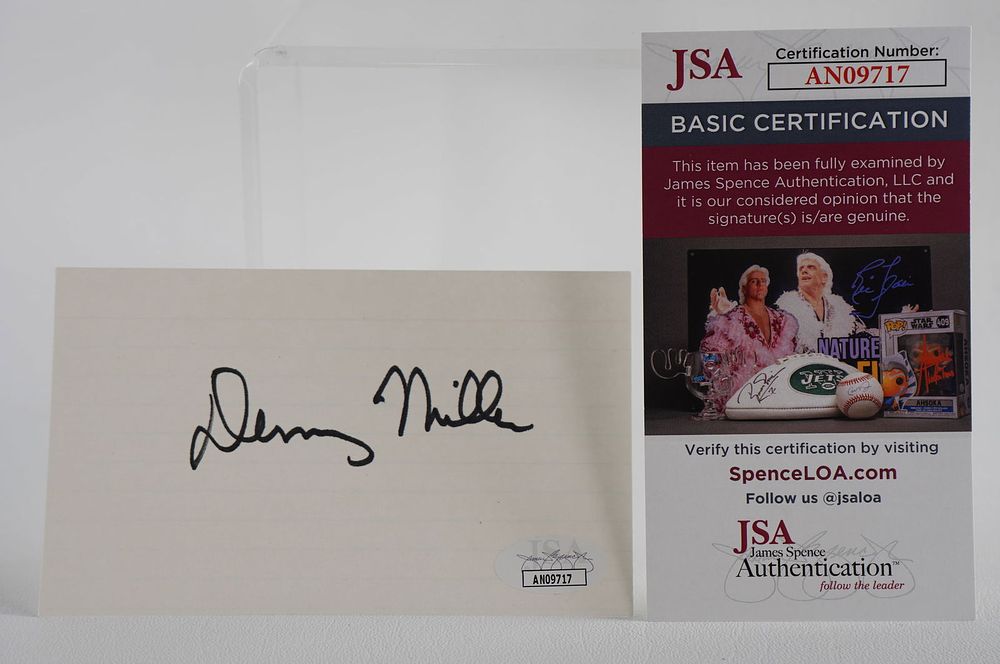 Lot 812: Dennis Miller AUTOGRAPHED Index Card Gorton Fisherman Spokesperson w/COA