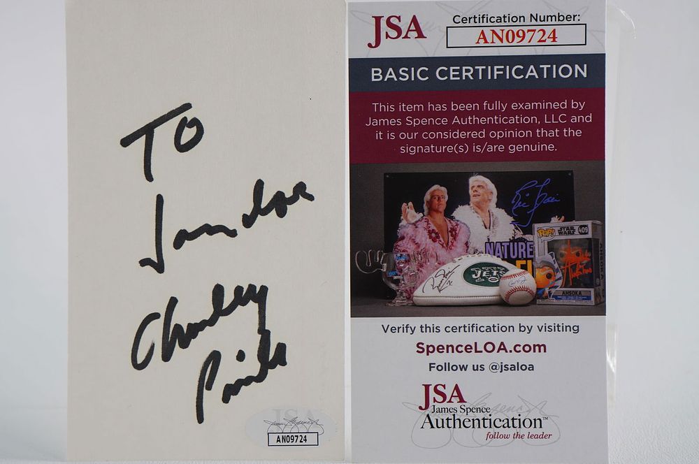 Lot 817: Charley Pride AUTOGRAPHED Index Card Singer w/COA