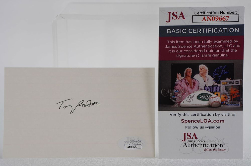Lot 819: Tony Randall AUTOGRAPHED Index Card The Odd Couple Actor w/COA