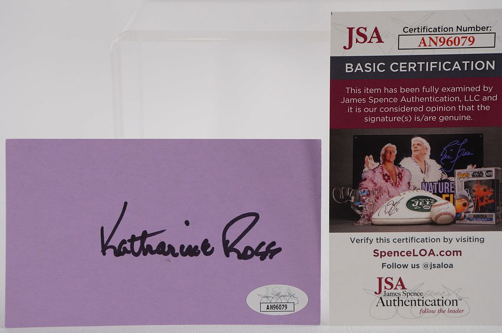 Lot 822: Katharine Ross AUTOGRAPHED Index Card Butch Cassidy Actress w/COA