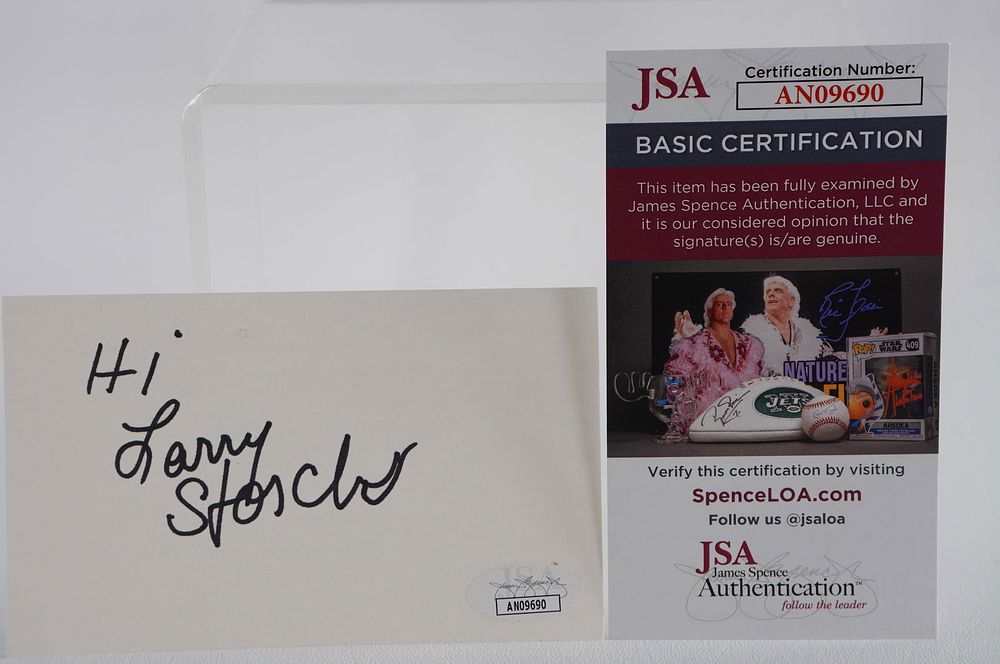Lot 826: Larry Storch AUTOGRAPHED Index Card F Troop Actor Comedian w/COA