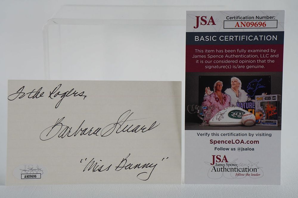 Lot 830: Barbara Stuart AUTOGRAPHED Index Card Actress w/COA
