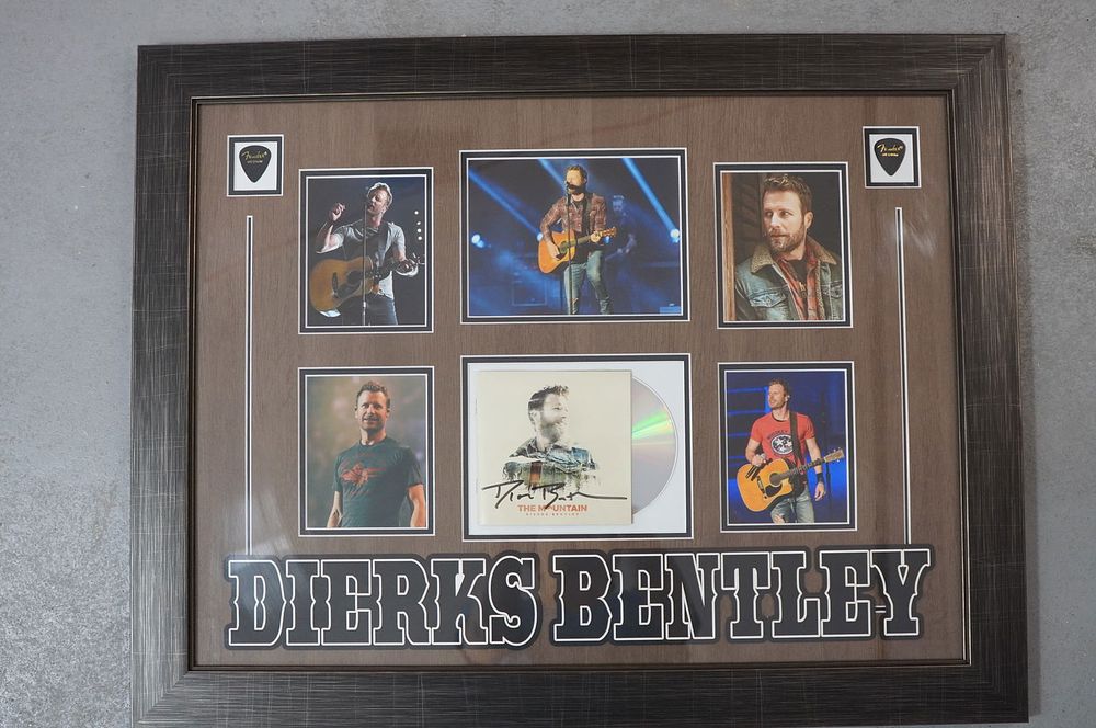 Lot 836: Dierks Bentley AUTOGRAPHED Framed CD Color Photo Display w/COA