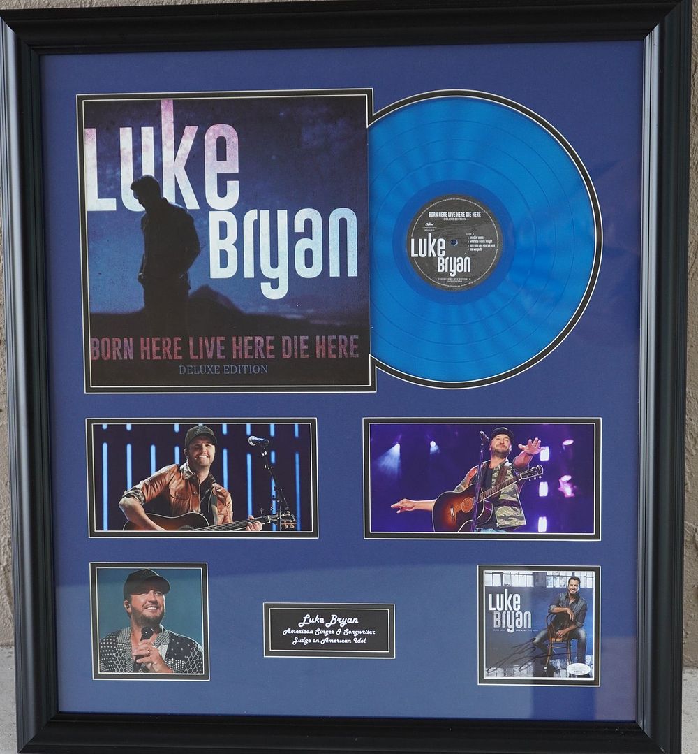Lot 837: Luke Bryan AUTOGRAPHED Framed Record Color Photo Display w/COA