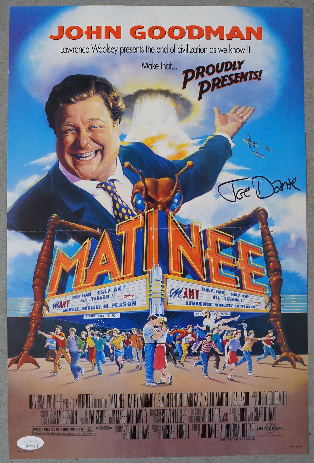 Lot 839: Joe Dante AUTOGRAPHED Color Movie Poster Matinee Director w/COA