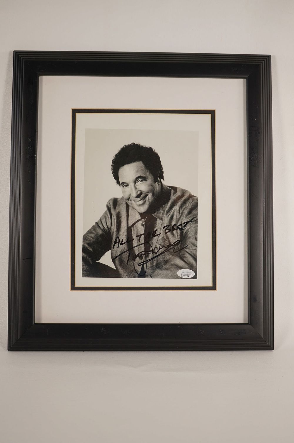 Lot 842: Tom Jones AUTOGRAPHED Framed Black and White Photo w/COA