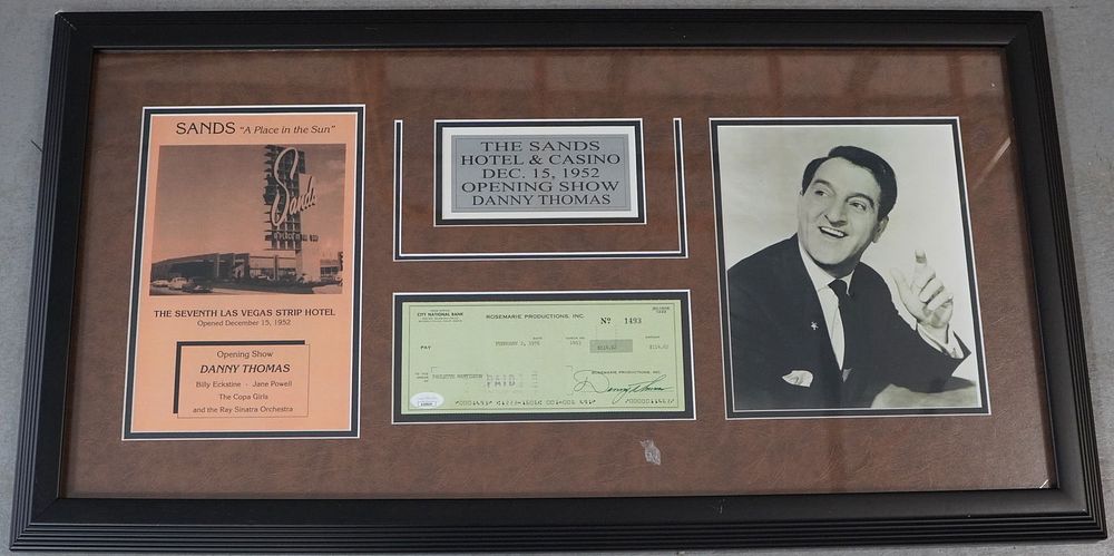Lot 844: Danny Thomas AUTOGRAPHED Framed Check Black and White Photo w/COA