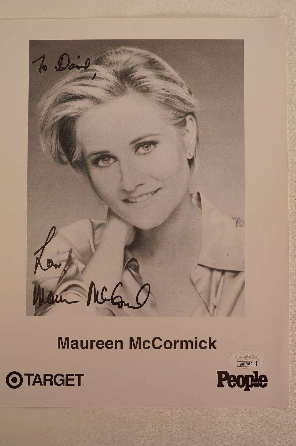 Lot 884: Maureen McCormick, Marsha on The Brady Bunch, Actress AUTOGRAPHED 8.5 x 11 B & W Photo w/COA