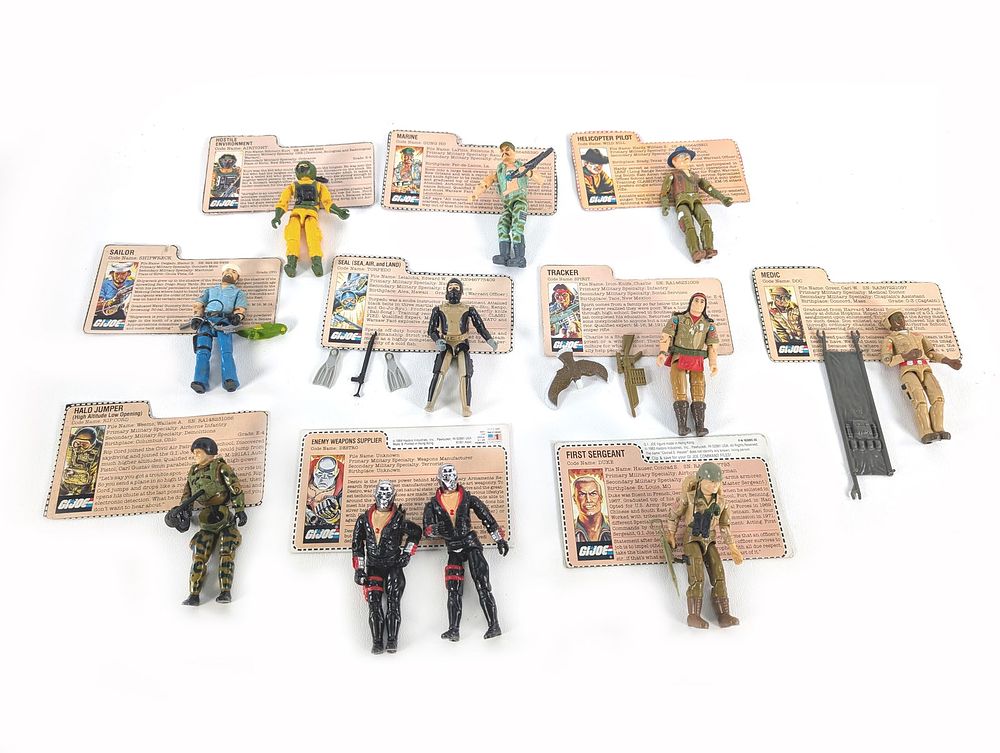 Lot 635J: 1980's Hasbro GI Joe 3 3/4" Figure Assortment w/ File Cards Swivel Arms