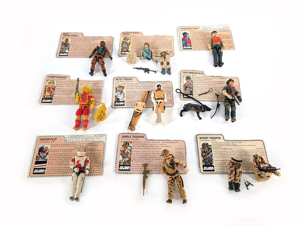 Lot 635K: 1980's Hasbro GI Joe 3 3/4" Figure Assortment w/ File Cards Swivel Arms
